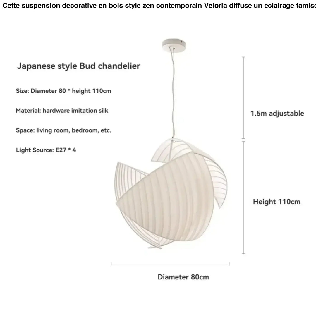Suspension luminaire japonaise en tissu blanc élégant