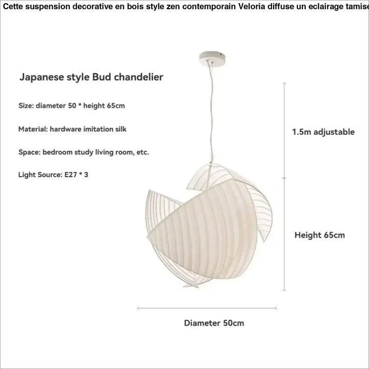Suspension luminaire japonaise en tissu blanc élégant