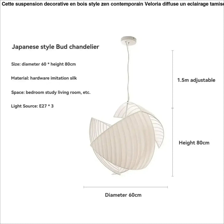 Suspension luminaire japonaise en tissu blanc élégant