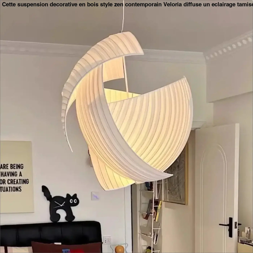 Suspension luminaire japonaise en tissu blanc élégant