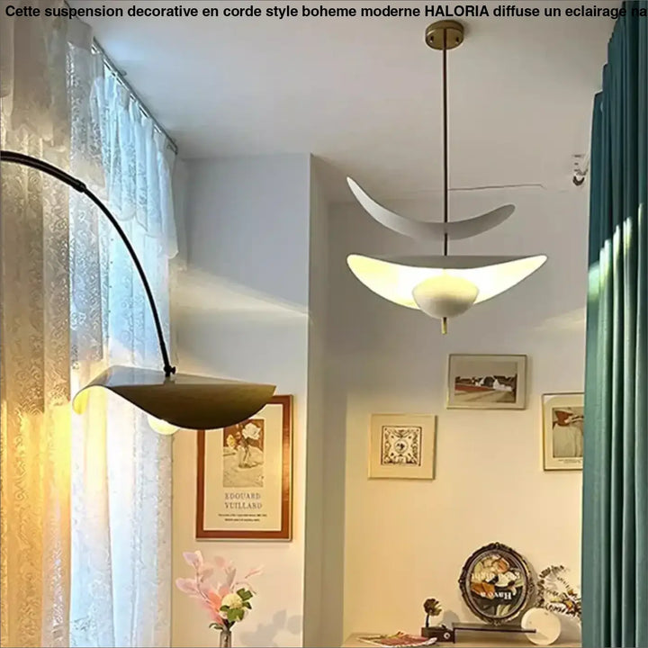 Suspension luminaire design aérien aux formes organiques blanc