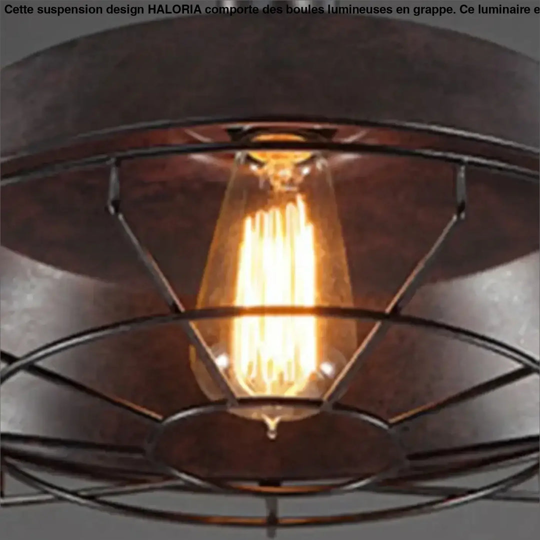 Suspension luminaire au style industriel en forme de cloche aplatie

