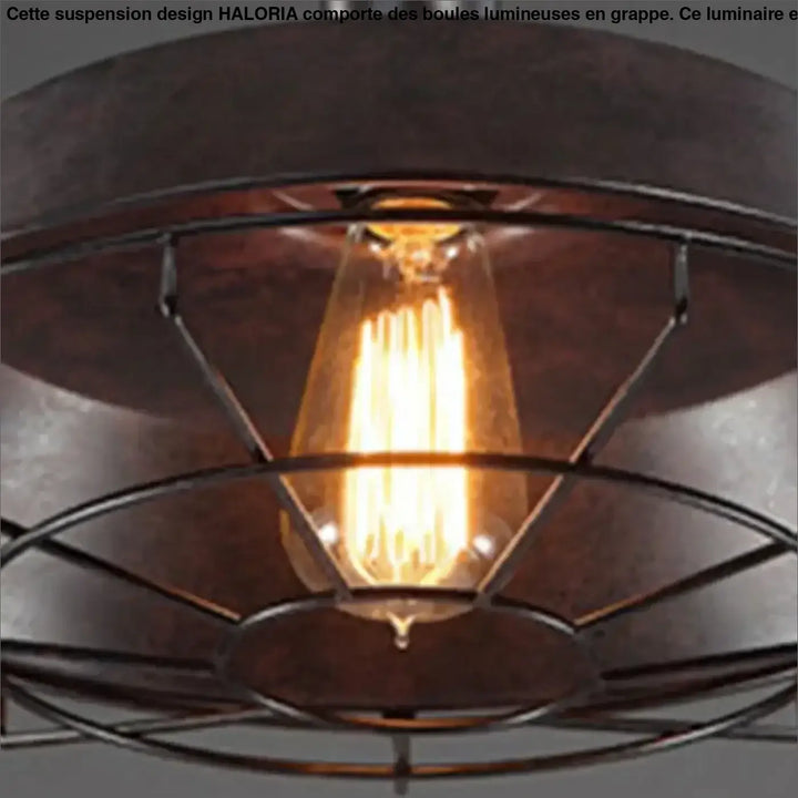 Suspension luminaire au style industriel en forme de cloche aplatie

