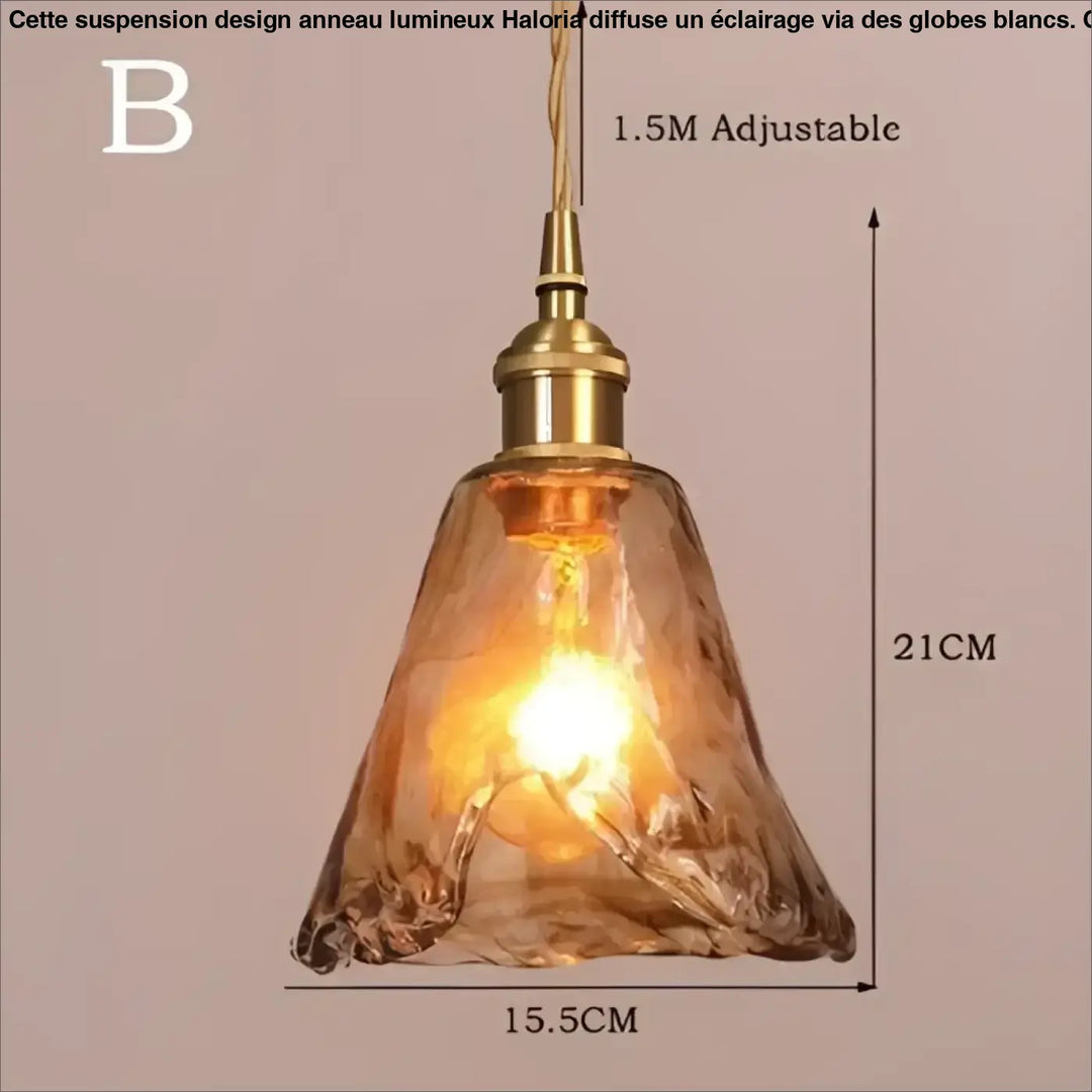 Suspension luminaire en verre ambré au design rétro chic