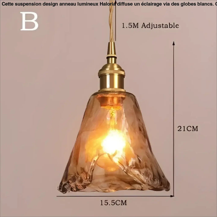 Suspension luminaire en verre ambré au design rétro chic
