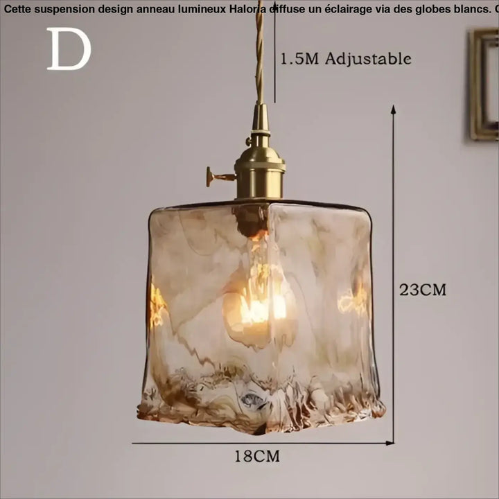Suspension luminaire en verre ambré au design rétro chic
