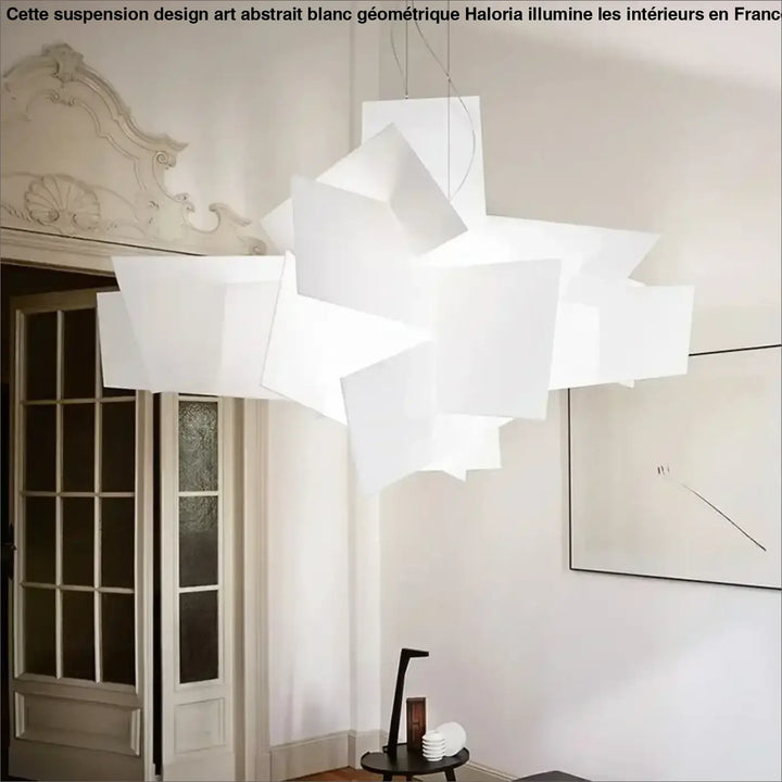 Suspension design art abstrait blanc géométrique

