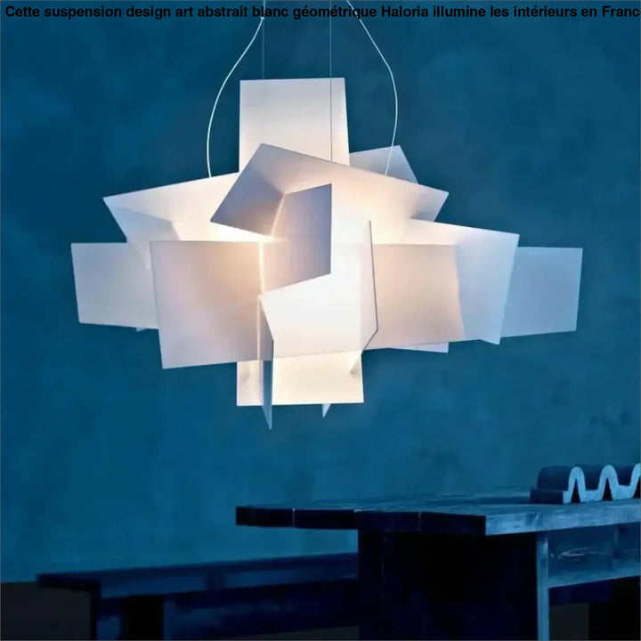 Suspension design art abstrait blanc géométrique

