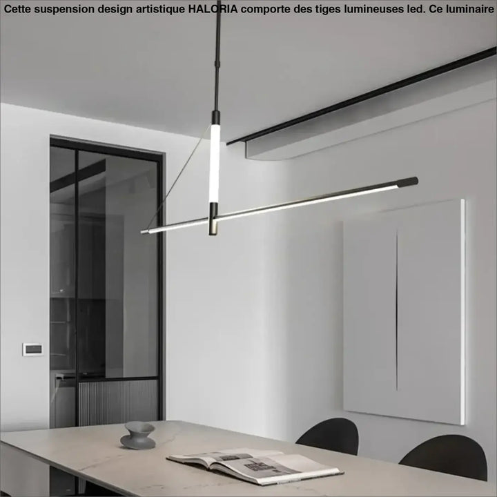 Suspension led linéaire style architecte noir blanc élégant