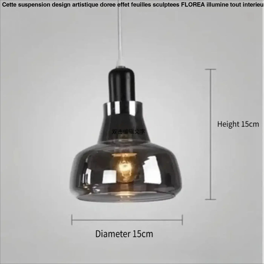 Suspension luminaire en verre fumé style moderne et design élégant