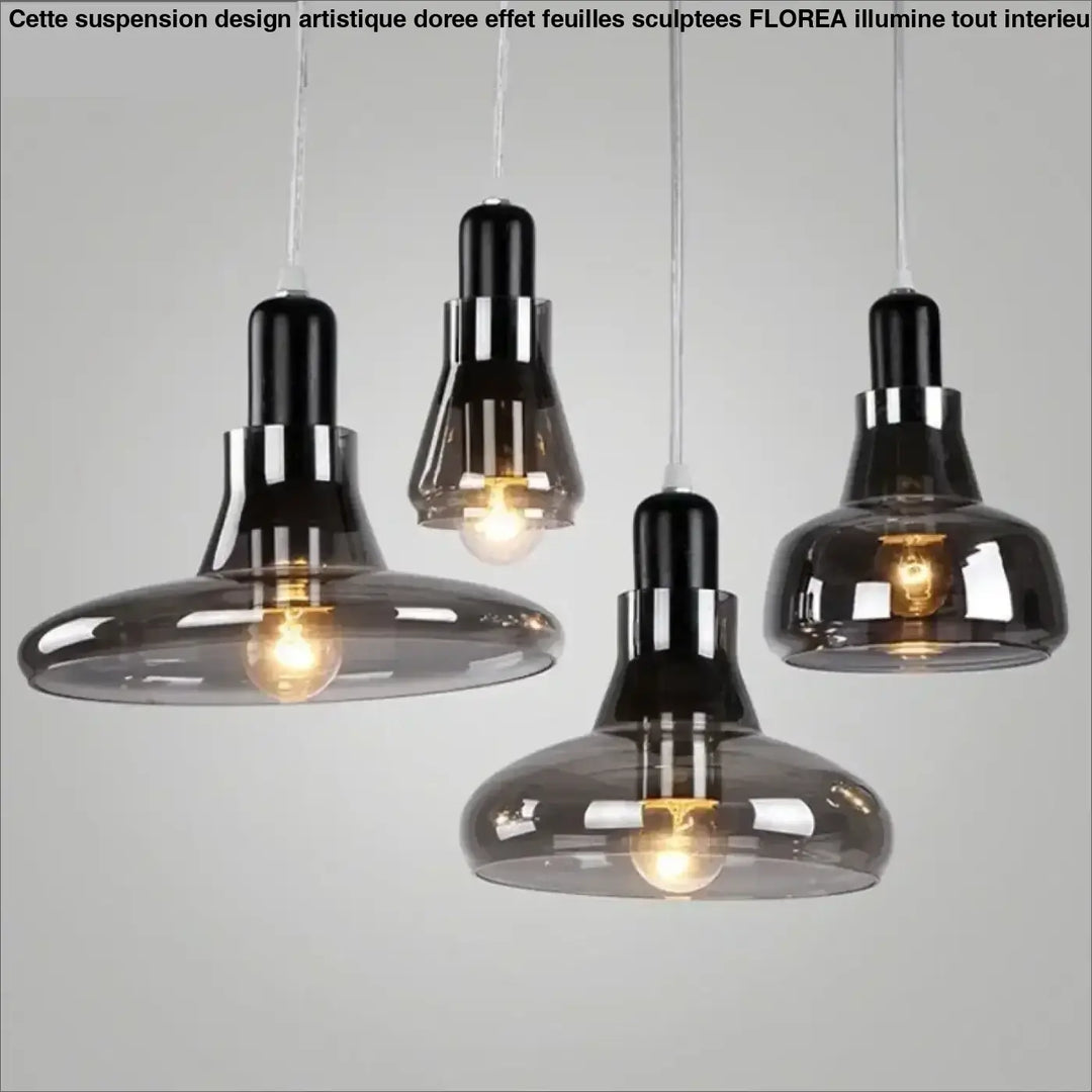 Suspension luminaire en verre fumé style moderne et design élégant