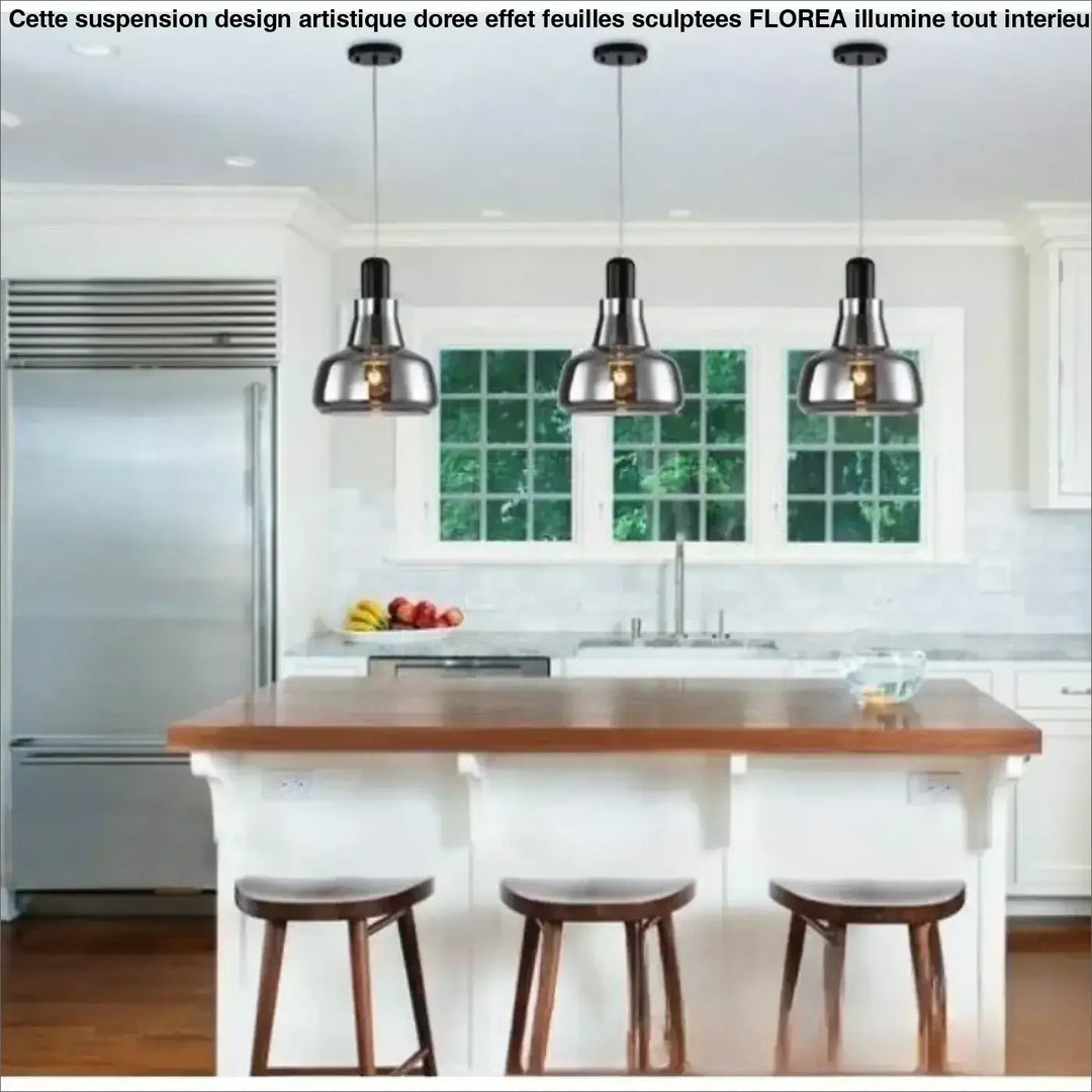 Suspension luminaire en verre fumé style moderne et design élégant
