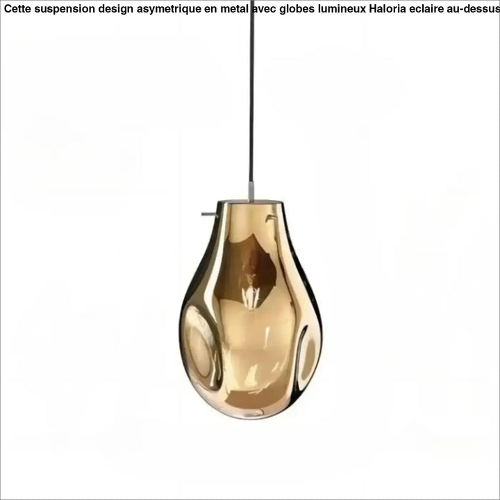 Suspension luminaire vulco en verre ambré brillant en forme de goutte avec suspension par cordon noir