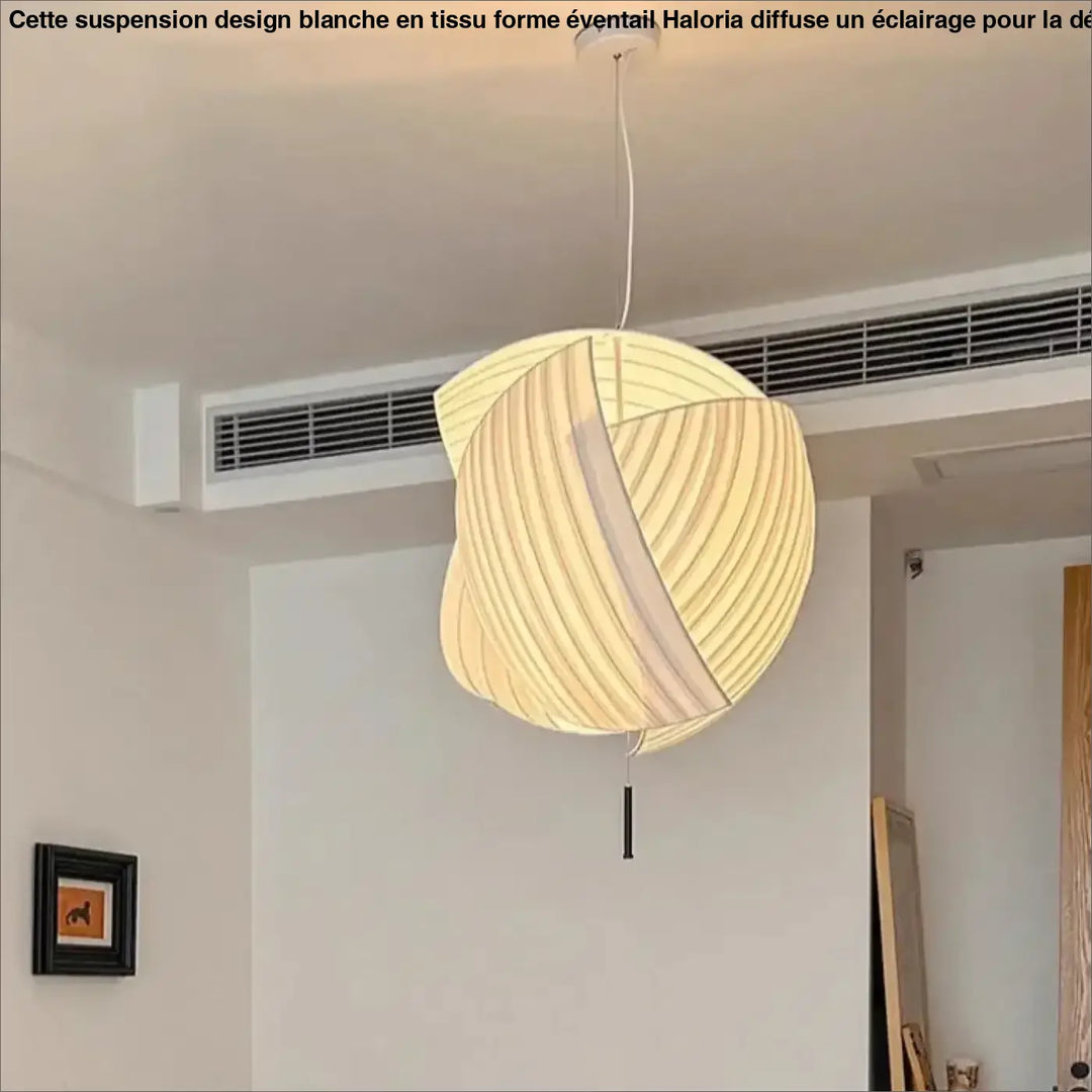 Suspension Design Moderne Sphère Blanche En Tissu Plissé