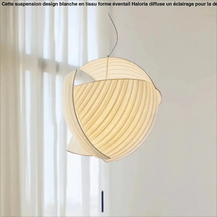 Suspension Design Moderne Sphère Blanche En Tissu Plissé