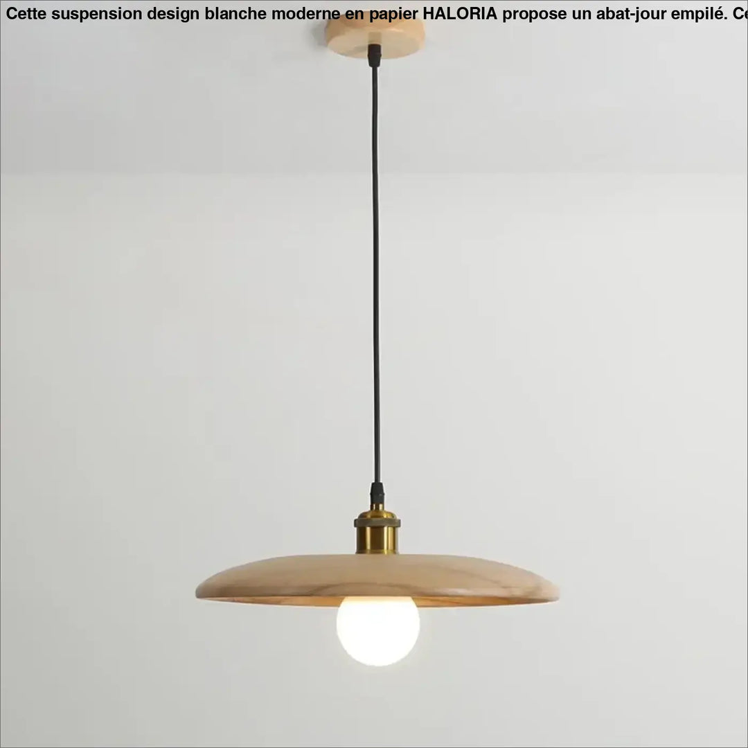 Suspension en bois naturel avec abat-jour rond style minimaliste