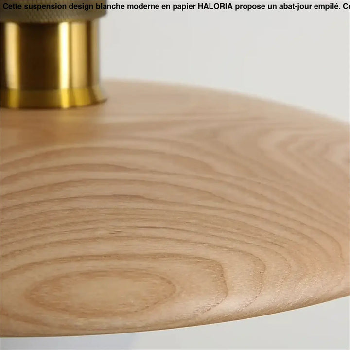Suspension en bois naturel avec abat-jour rond style minimaliste