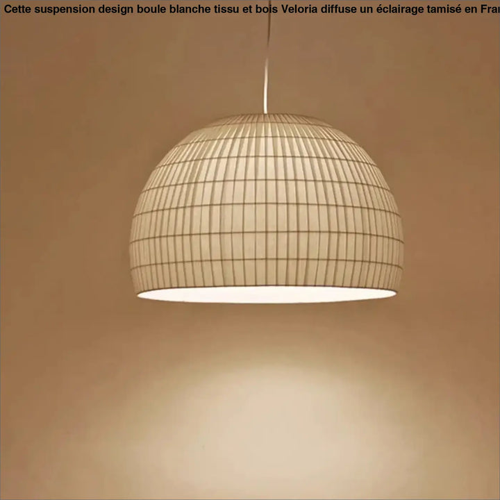 Suspension métal et tissu design élégant blanc chic