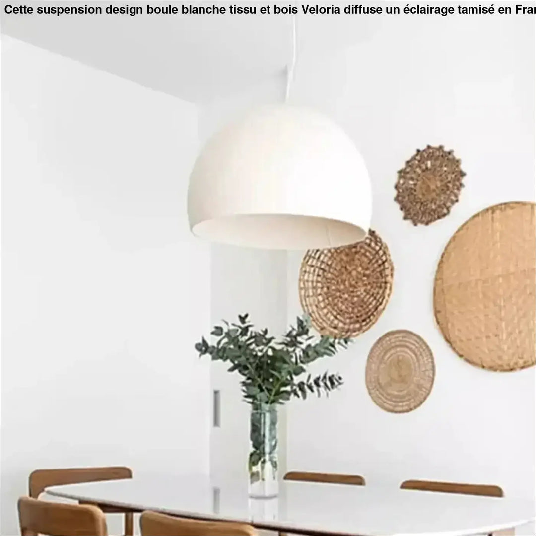 Suspension métal et tissu design élégant blanc chic