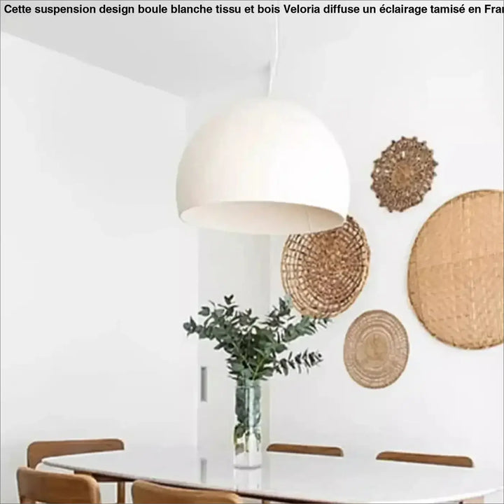 Suspension métal et tissu design élégant blanc chic