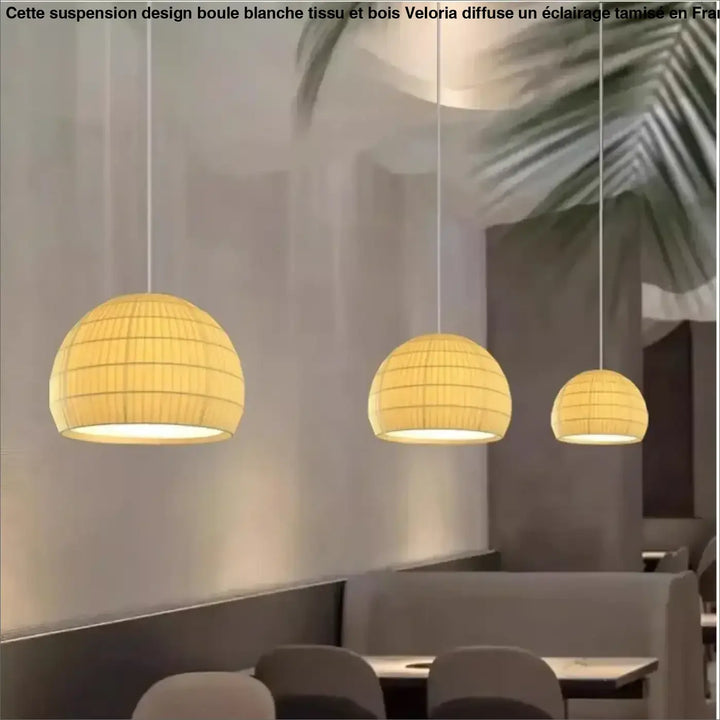 Suspension métal et tissu design élégant blanc chic