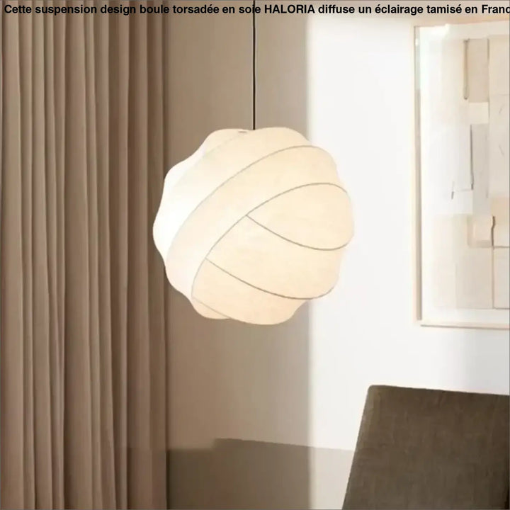 Suspension Design Boule Torsadée en Soie Moderne


