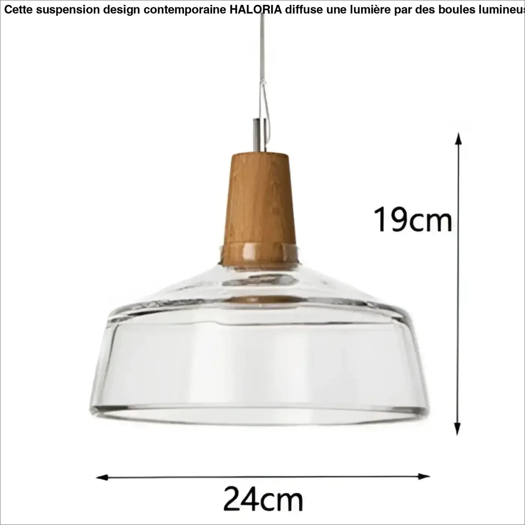 Suspension luminaire en verre fumé et bois design moderne élégant