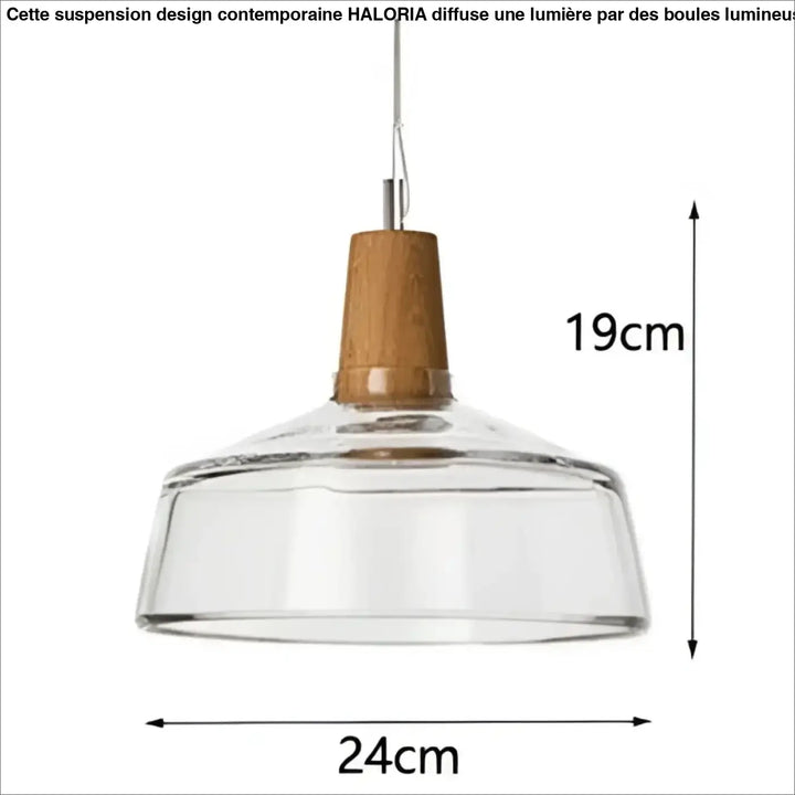 Suspension luminaire en verre fumé et bois design moderne élégant