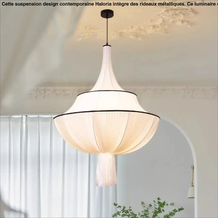 Suspension luminaire en tissu blanc design élégant décor blanc