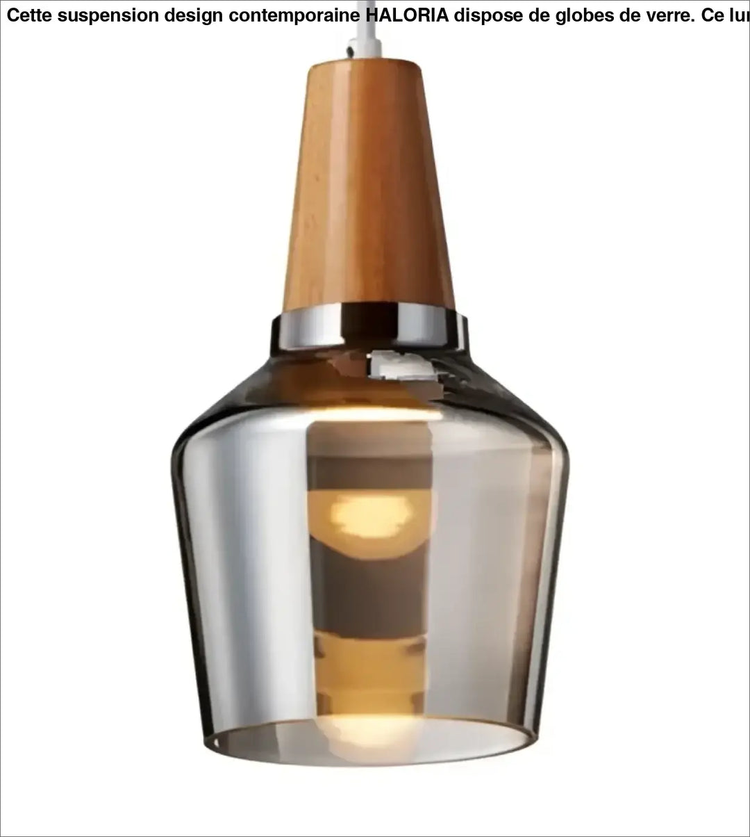 Suspension luminaire en verre effet bois au style scandinave
