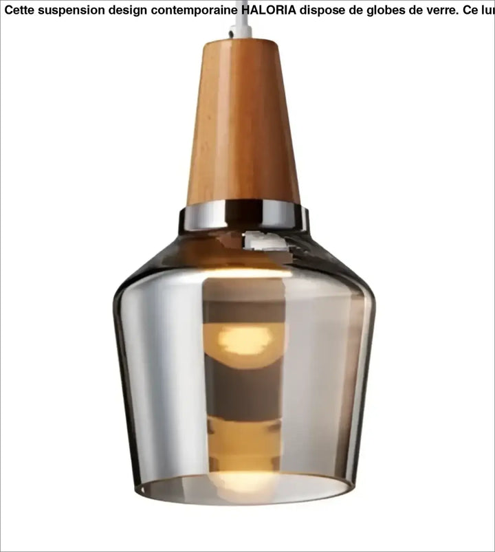 Suspension luminaire en verre effet bois au style scandinave