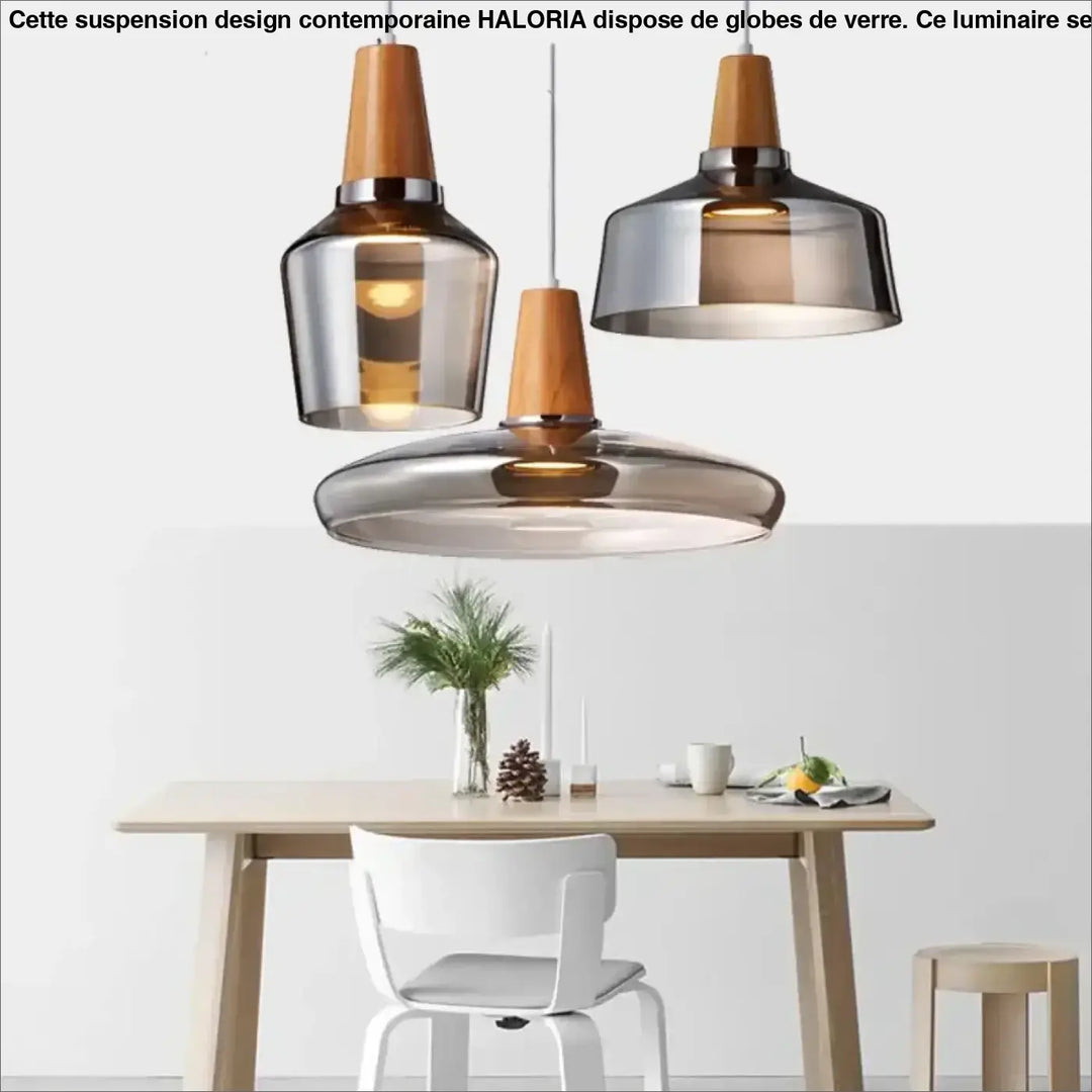 Suspension luminaire en verre effet bois au style scandinave