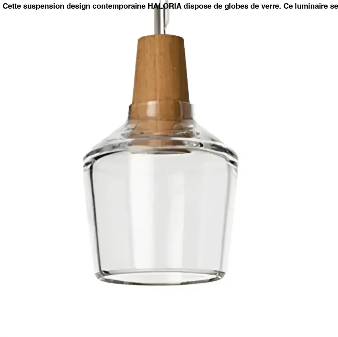 Suspension luminaire en verre effet bois au style scandinave
