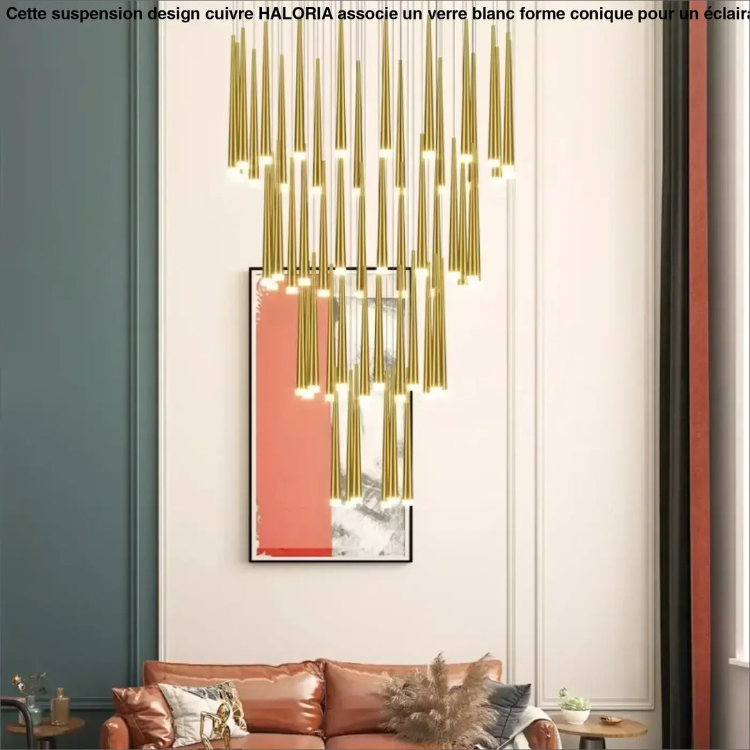 Suspension luminaire de luxe dorée pour escalier moderne