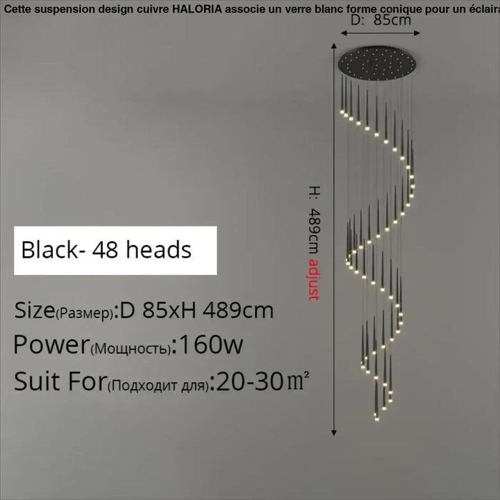 Suspension luminaire de luxe dorée pour escalier moderne