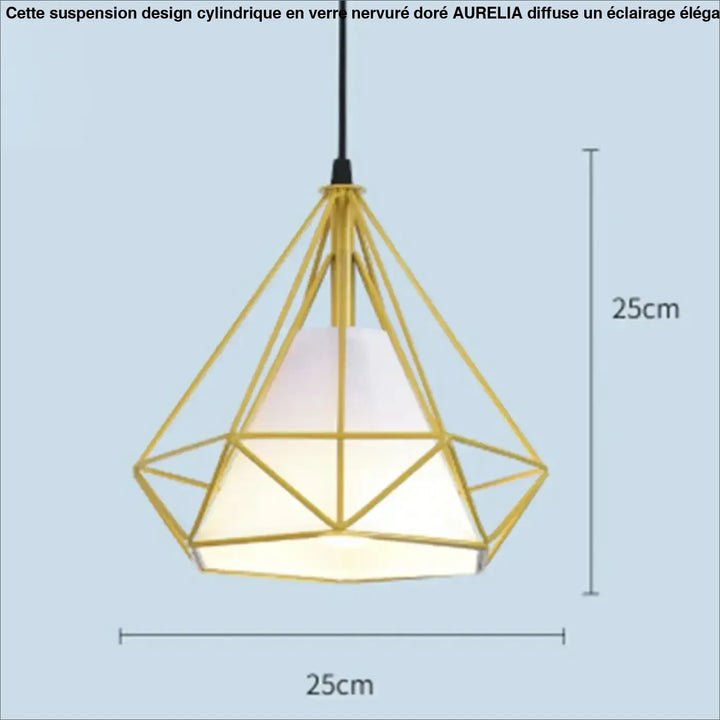 Suspension Géométrique En Métal Avec Abat-Jour Blanc