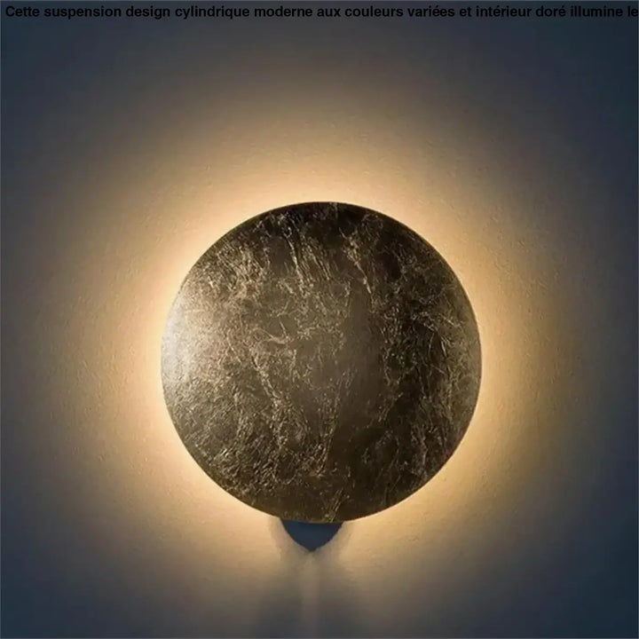 Applique murale ronde LED dorée design effet lune
