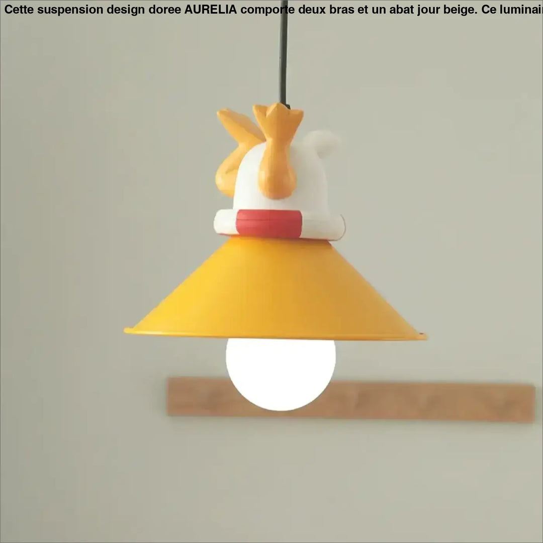 Suspension avec petits chiots décoratifs lampe jaune et blanc