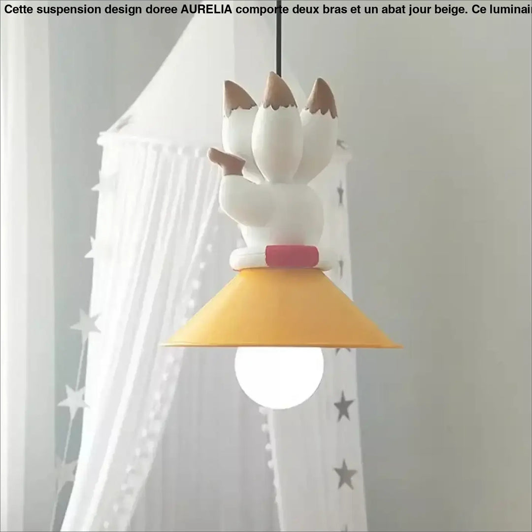 Suspension avec petits chiots décoratifs lampe jaune et blanc