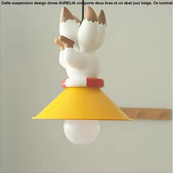 Suspension avec petits chiots décoratifs lampe jaune et blanc
