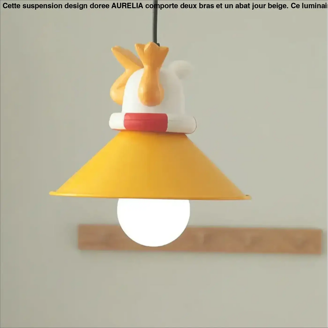 Suspension avec petits chiots décoratifs lampe jaune et blanc