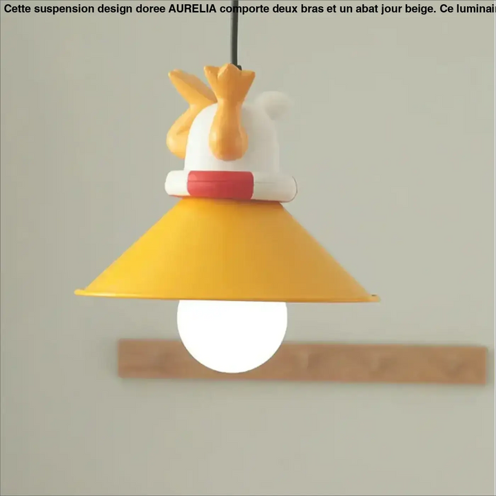 Suspension avec petits chiots décoratifs lampe jaune et blanc