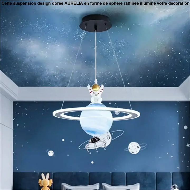 Suspension planète avec astronaute pour chambre d’enfant