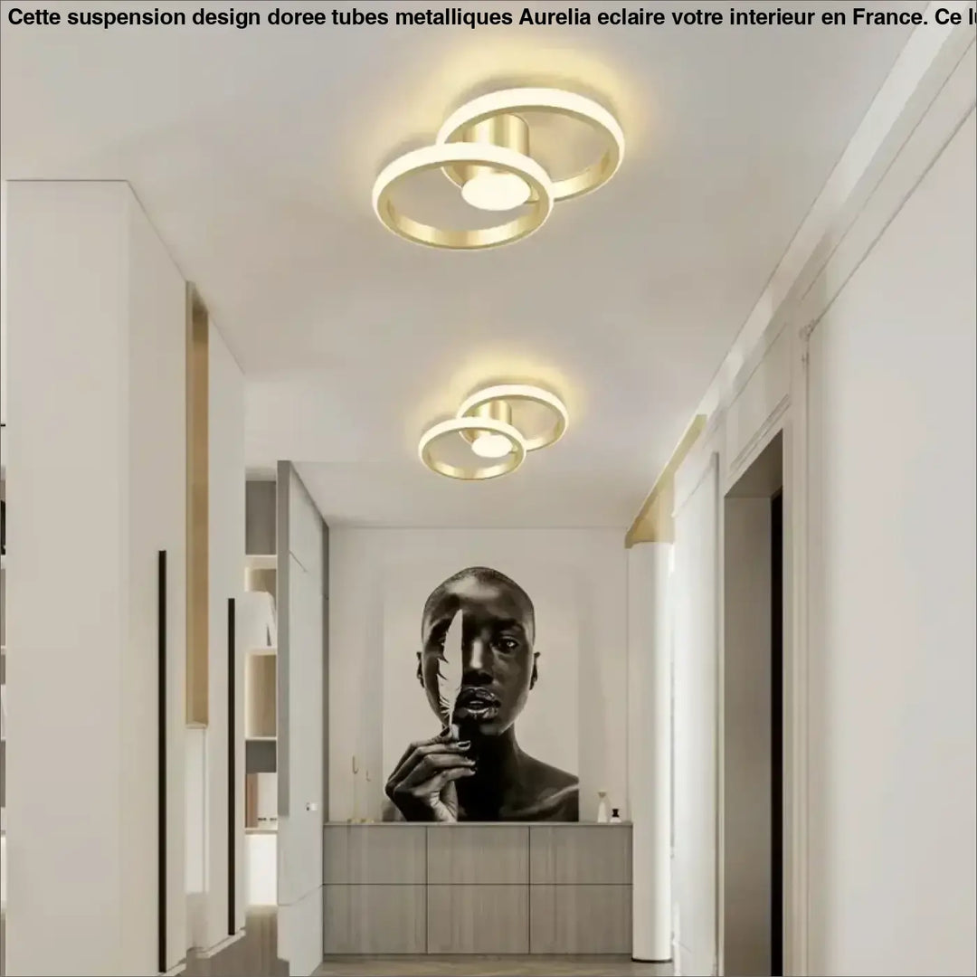 Plafonnier moderne minimaliste doré au design épuré et élégant