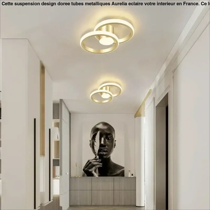 Plafonnier moderne minimaliste doré au design épuré et élégant