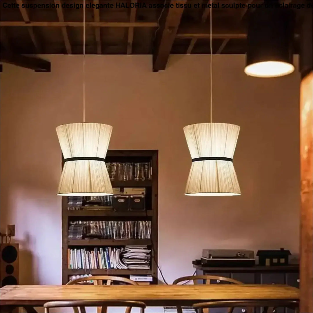 Suspension luminaire en tissu beige design élégant style chic