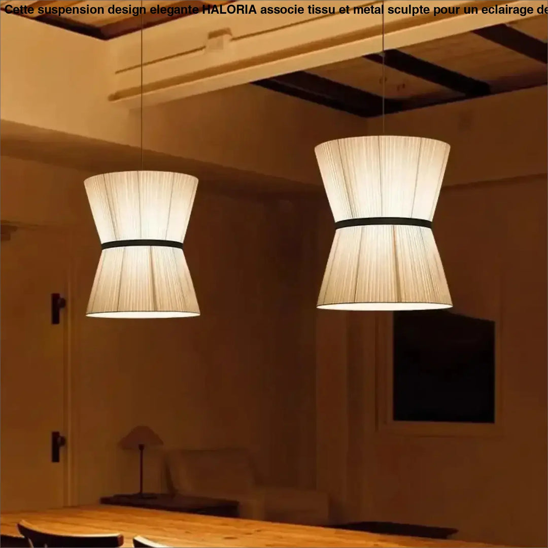Suspension luminaire en tissu beige design élégant style chic