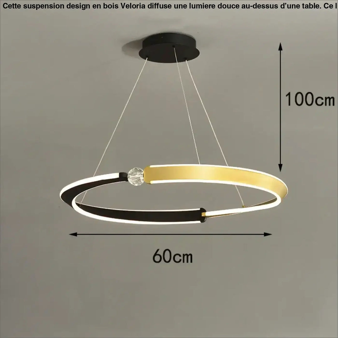 Suspension luminaire led en anneaux dorés design chic