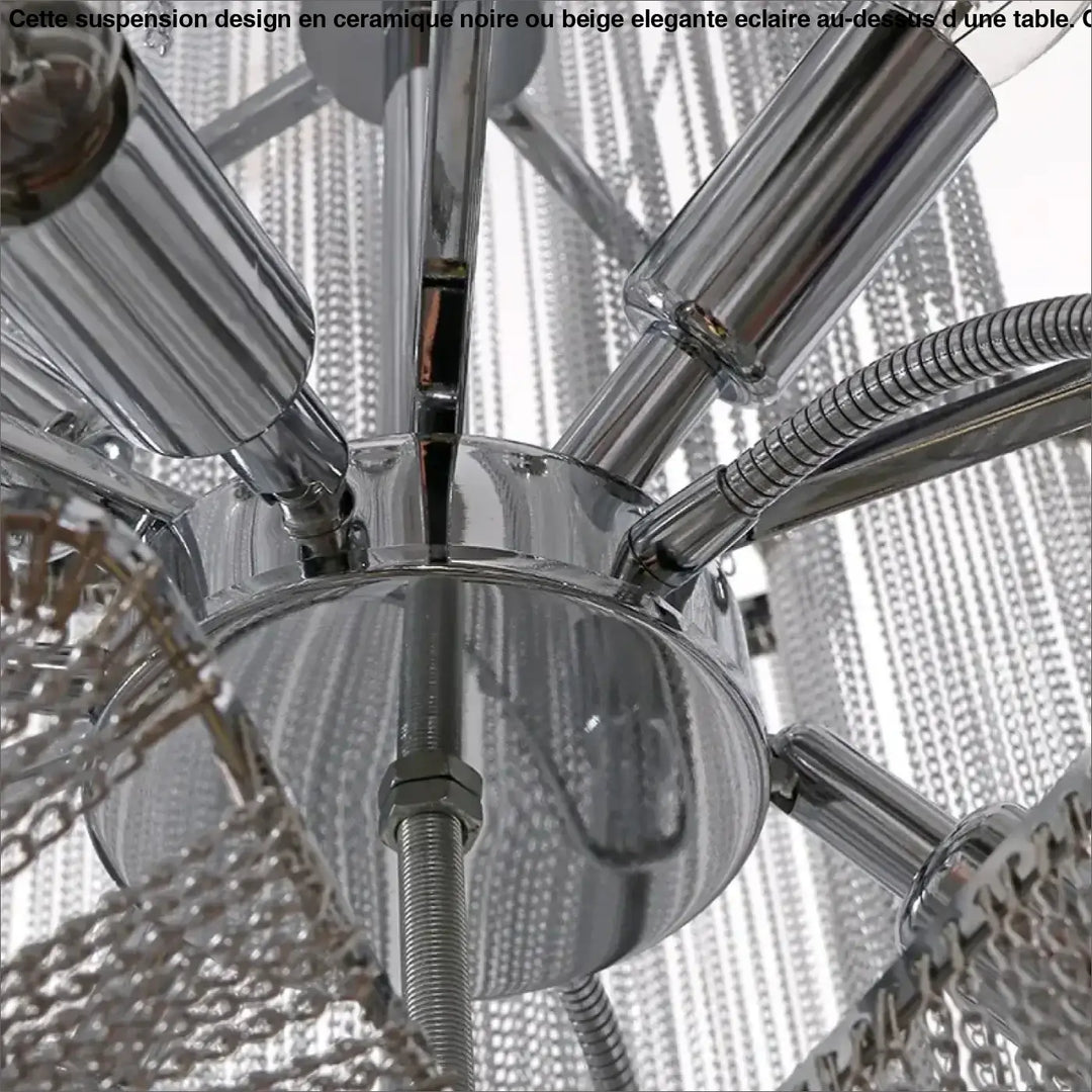 Suspension luminaire cascade chaînettes métalliques style art déco