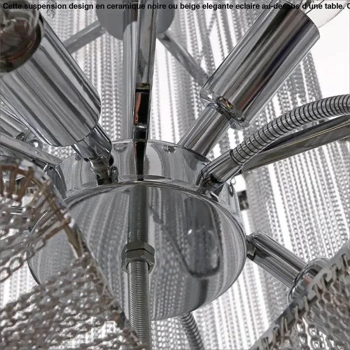 Suspension luminaire cascade chaînettes métalliques style art déco
